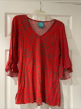 escapada Red Leopard-Print V-Neck Tunic